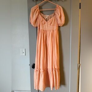 Blu Pepper Peach Checkered Dress